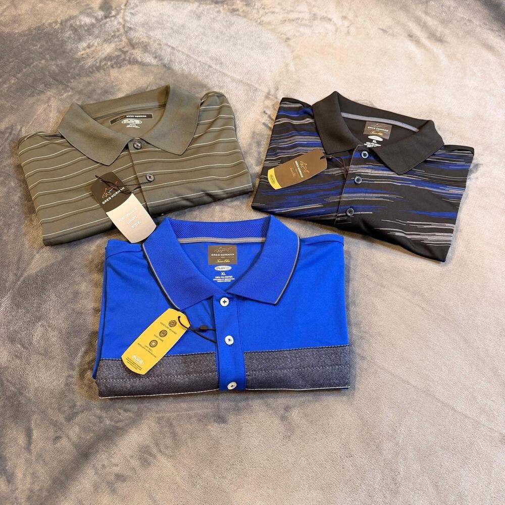 Bundle 3 NWT Greg Norman Golf Performance Polo Shirt Men XXL Play Dry Luxury